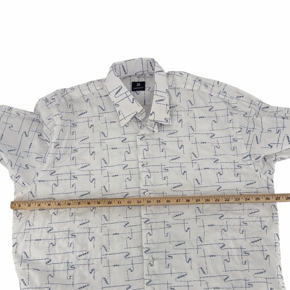 Marcello Sport Long Sleeve Cotton Shirt with Blue Abstract Embroidered Design - Picture 9 of 12